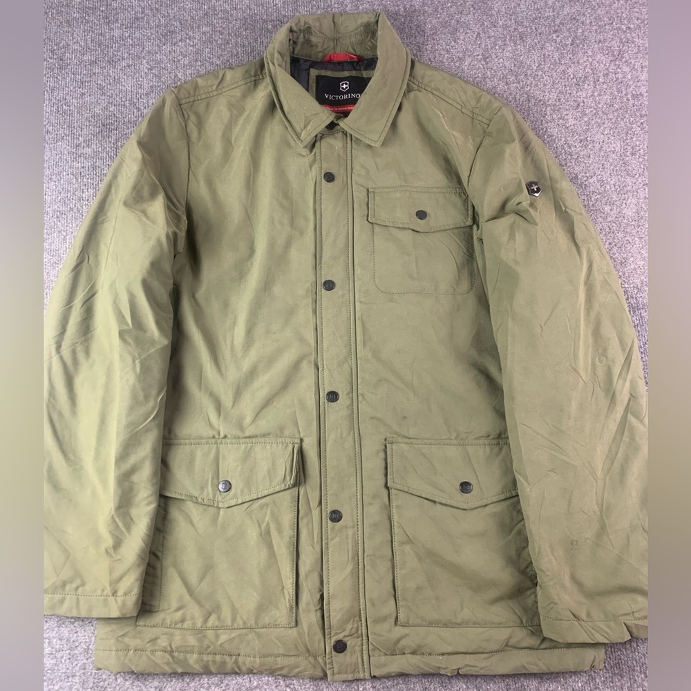 Victorinox Mens Nylon Blend Full Zip Snap Military Style Jacket Size XL Green